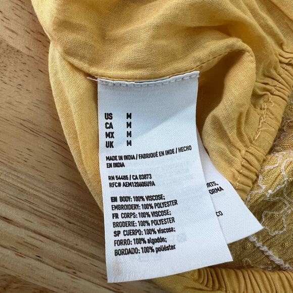 American Eagle Yellow Embroidered Boho Strapless Embellished Tube Top Medium - Picture 4 of 5